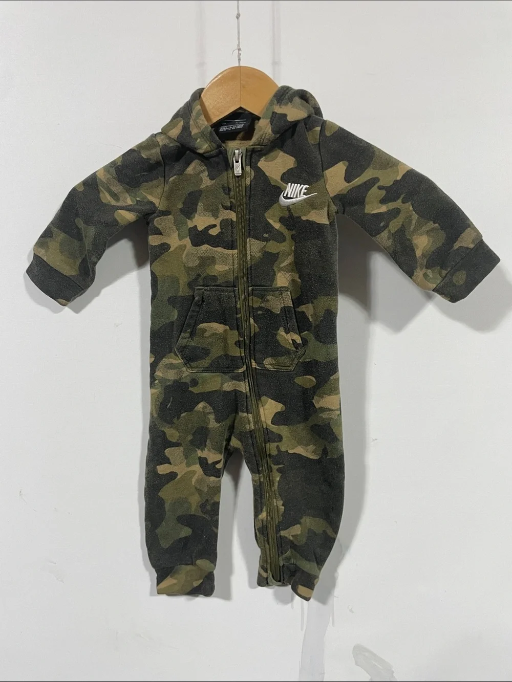 Nike Kids Camouflage Zip-Up One-Piece - Olive Green & Dark Green